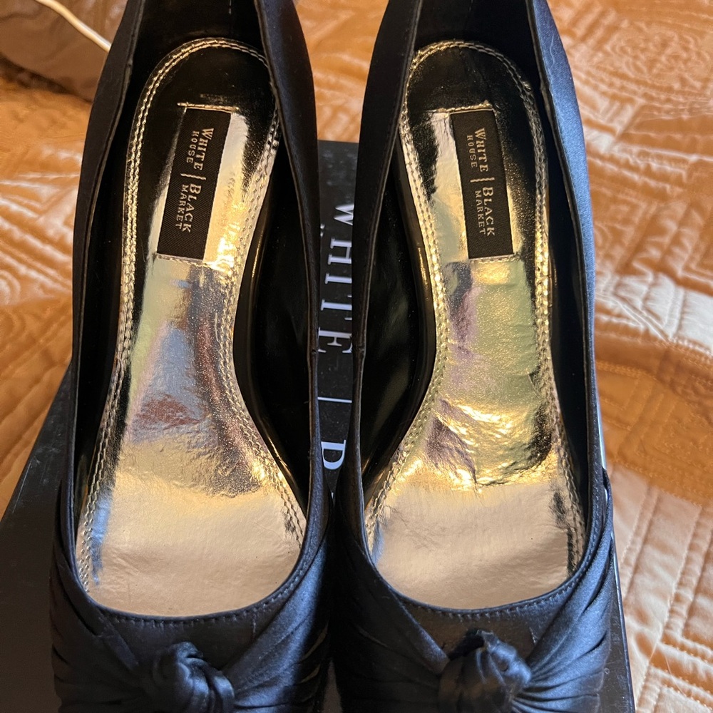White House Black Market Satin Black Heels